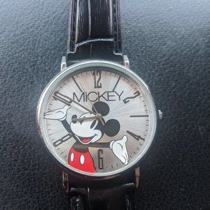 Disney Mickey Mouse Collection Black Leather Watch